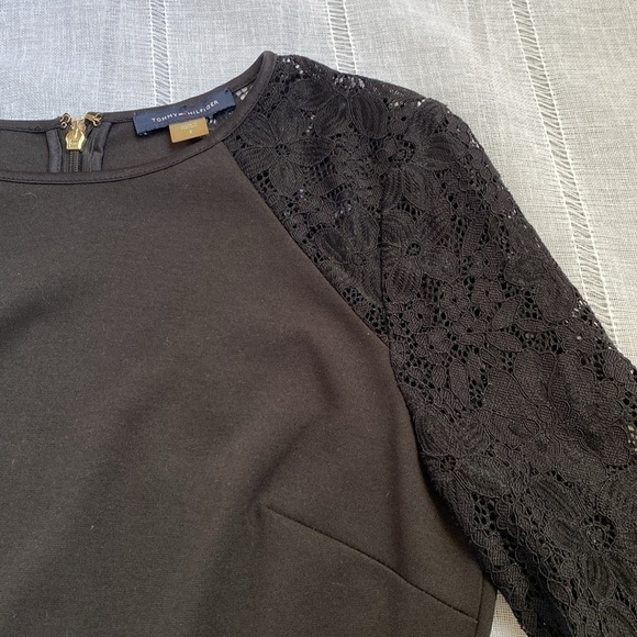 Tommy Hilfiger little black dress with long sleeves lace sleeves. - Picture 7 of 16